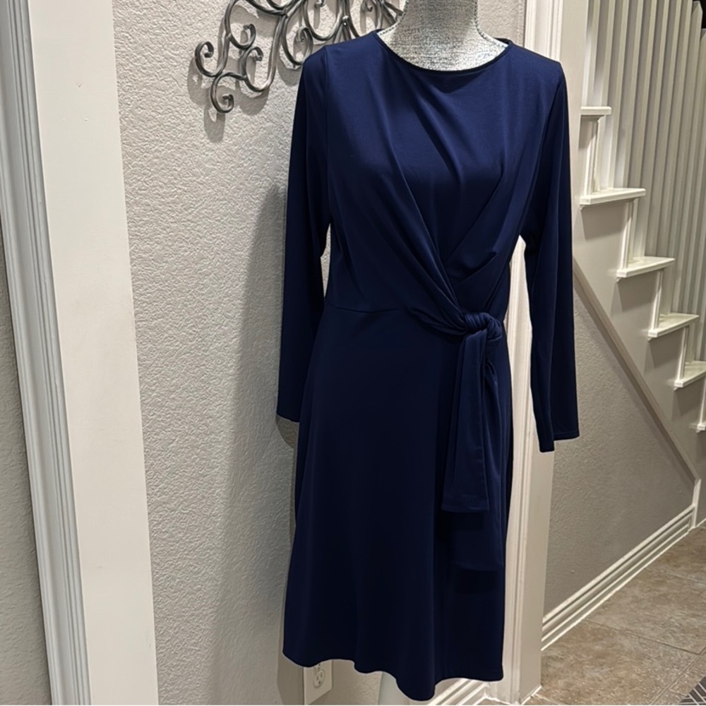 J. Crew Blue Long Sleeve Sheath Dress Crew Neck